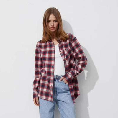 Women's Checked Blouse with Relaxed Fit
