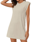 Wave-Structured Short Sleeve Dress for Women