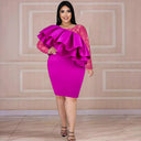Asymmetrical Ruffle Dress with Lace Detail