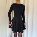 Chic Flared Skirt Dress with Long Sleeves