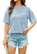 Textured Women's T-Shirt with Pocket Detail