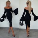 Women's Off-Shoulder Wrap Dress with Flattering Wide Sleeves