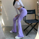 Women's High-Waist Ribbed Flared Leggings