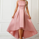 Chic Asymmetrical Satin Evening Dress with Pleats