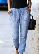 Women's Cargo Pants with Elastic Waist and Utility Pockets