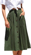 Women's A-Line Skirt with Pockets & Button Detail