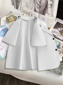 Women's Short-Sleeved Blazer Jacket in Chic Fabric