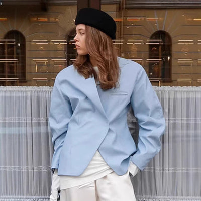 Chic Asymmetrical Women's Blazer Jacket with Pockets