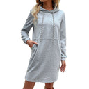 Women's Hooded Dress with Kangaroo Pocket & Contrast Accents