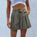Stylish Women's Pleated Short Pants with Adjustable Waistband