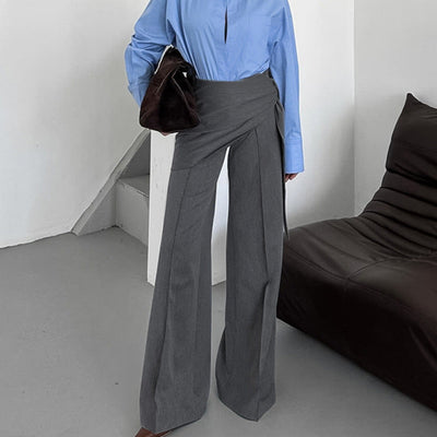 Chic Wide-Leg Wrap Pants with Fitted Waist