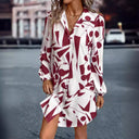 Geometric Print Button-Up Dress for Women