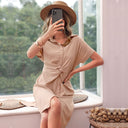 Chic Women's Shirt Dress with Knot & Button Design