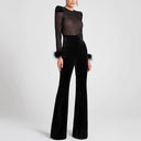 Chic Sequin-Embellished Blouse with Flared Sleeves