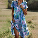“Fresh Floral Button-Up Dress for Women”
