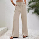 Chic Women's Palazzo Pants with Elastic Waist and Pockets