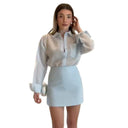 Chic Women's Cut Shirt & Mini Skirt Ensemble