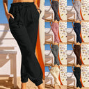 Women's Chic Leisure Pants with Elastic Waist and Pockets