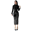 Chic Long Sleeve Dress with Ruffled Design and Figure-Flattering Fit