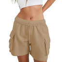 Women's Leisure Pants with Elastic Waist and Side Pockets