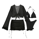 Chic Ruffled Women's Bikini Set with Long Sleeve Cover