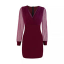 Stylish Glitter Cocktail Dress with Sheer Sleeves