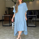 Chic Women's Linen Dress with Statement Sleeves