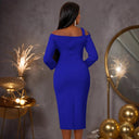 Asymmetrical Rose Detail Long Sleeve Dress for Women