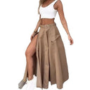Women's Long Cargo Skirt with Side Slit and Handy Pockets
