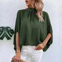 Chic Women's Chiffon Tunic with Stand-Up Collar