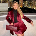 Satin Blazer and Mini Skirt Set for Women