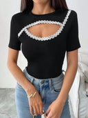 Floral Cut-Out Women's Bodysuit Design