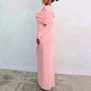 Glamorous Women's Long Sleeve Draped Dress with Flowing Silhouette