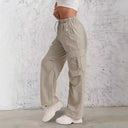 Stylish Women's Cargo Pants with Elastic Waist and Side Pockets