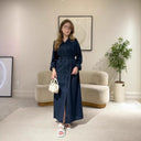 Chic Women's Long Sleeve Shirt Dress with Waist Belt
