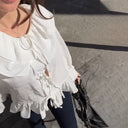 Chic Blouse with Statement Sleeves & Elastic Waist
