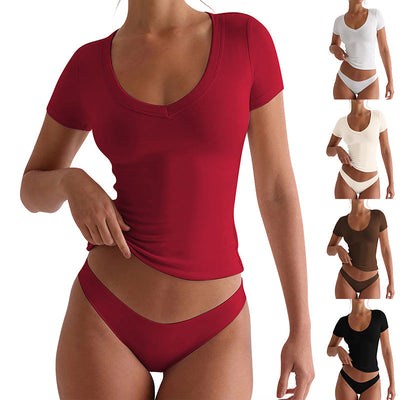 Women's V-Neck Short Sleeve Tee - Figure-Flattering Style