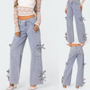 Chic Women's Cargo Jeans with Bow Detail