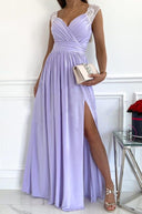 Chic Women's Evening Dress with V-Neck Ruffles