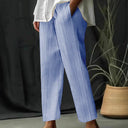 Women's Striped Design Pants with Adjustable Waistband