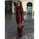 Chic Faux Leather Blazer Jacket for Women with Stylish Design