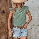 Summer Striped Blouse with Ruffle Design for Women