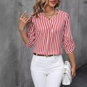 Chic Striped V-Neck Blouse for Women
