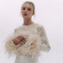 Chic Feather-Embellished Women's Blouse
