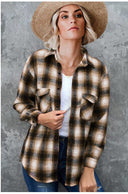 Striped Flannel Shirt with Dual Pockets for Women