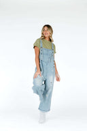 Trendy Women's Destroyed Detail Overalls with Relaxed Fit
