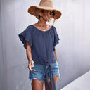 Chic Women's Blouse with Knot Detail and Puffed Sleeves