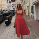 Chic A-Line Maxi Dress with Square Neckline for Women
