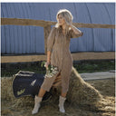 Chic Women's Button-Up Dress with Bold Sleeves