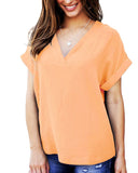 Women's Airy V-Neck Tee with Rolled Sleeves